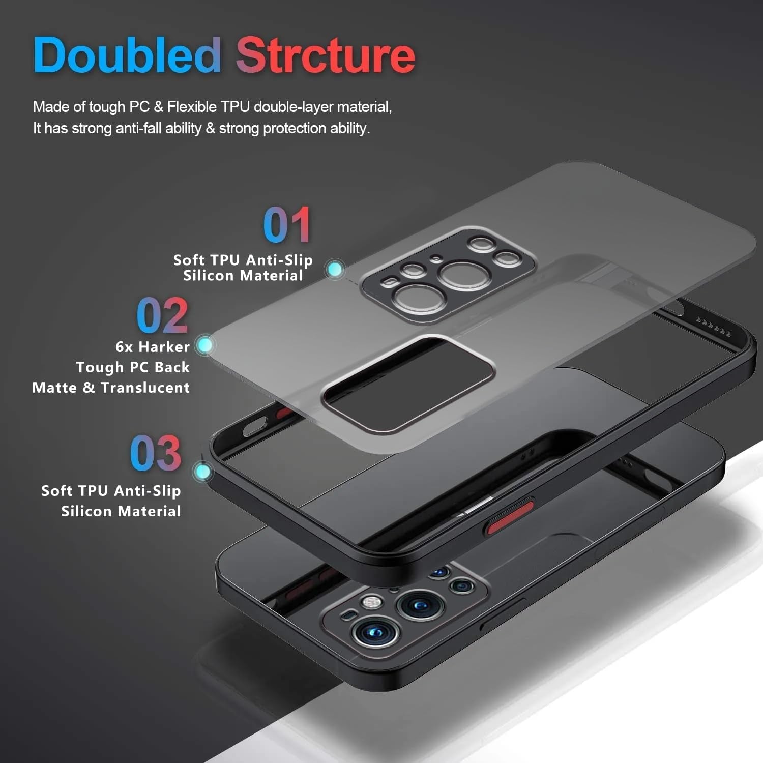 Jancyu Compatible with Oneplus 9 Pro Case Clear, Silicone Oneplus 9 Pro Phone Case Slim Shockproof Four Corner Airbags Drop Slip Protection Cover (Black)  Jancyu   