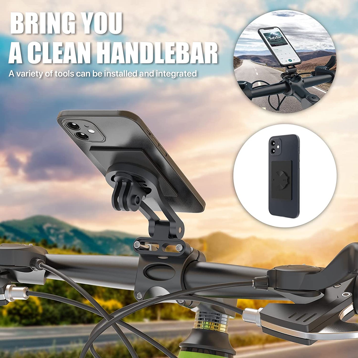 Garmin Edge Wahoo Bike Mount - Out Front Adjustable Bicycle Computer Mount, Extended Mountain Bike Accessories for 38Mm Handlebar, Cycling Phone Bike Light Sports Action Camera Combo Mount (Black)  TOIIOV   