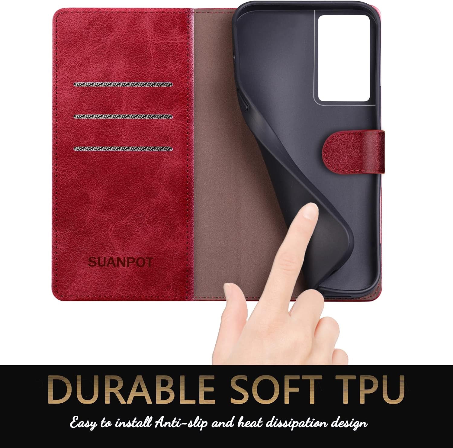 SUANPOT for Samsung Galaxy S21 Ultra 6.8" with RFID Blocking Leather Wallet Case Credit Card Holder,Flip Folio Book Phone Case Shockproof Cover Women Men for Samsung S21 Ultra Case Wallet Red  SUANPOT   