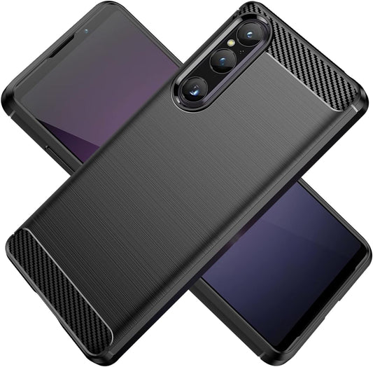 KOARWVC Phone Case for Xperia 1 V Case, Sony 1 V Case Carbon Fiber Shockproof Rugged Shield Anti-Scratch Soft TPU Back Cover Cases for Sony Xperia 1 V (Black)  KOARWVC   