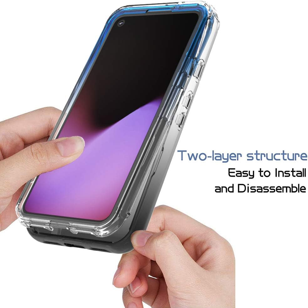 Coveron Gradient Design for Google Pixel 4A 5G Case 2020, Clear Full Body Rugged Phone Cover - Blue/Black  CoverON   