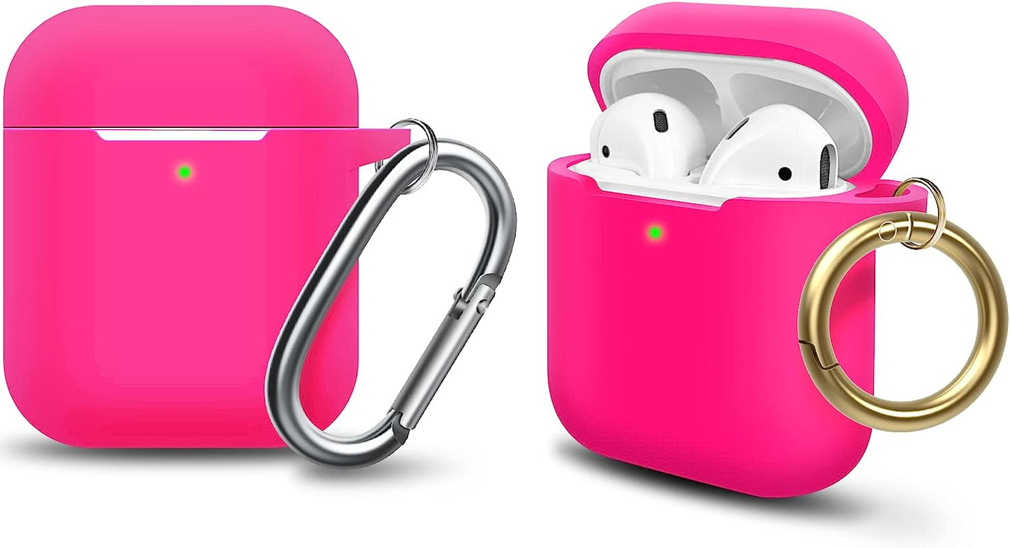 MOLOPPO Case Cover Compatible with Airpods, Soft Silicone Protective Cover with Keychain for Women Men Compatible with Apple Airpods 2Nd 1St Generation Charging Case, Front LED Visible- Milk Tea  MOLOVA A2-Rose Pink  