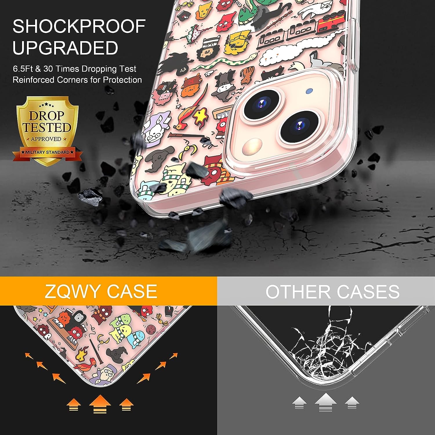 ZQWY Designed for Iphone 13 Case 6.1 Inch, with Tempered Glass Screen Protector + Camera Lens Protector Clear with Design Protective Aesthetic Women Girl Phone Cover (Harry Potter)  ZQWY   