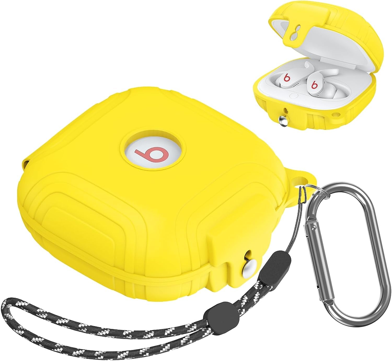 [Lock Buckle] Beats Fit Pro Case Cover, Silicone Protector Case for Apple Beats Fit Pro, Shockproof Beats Fit Pro Earbuds Case, Skin Full Protective Shell with Keychain/Lanyard Accessories (Blue)  UCPOVT Yellow  