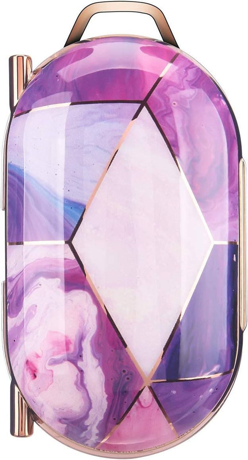 For Samsung Galaxy Buds/Buds Plus(Buds+) Case Luxury Plating Marble Pattern Painted Hard Cover Anti-Drop Shockproof Full-Body Protective Cover with Keychain (C)  AIOEN   