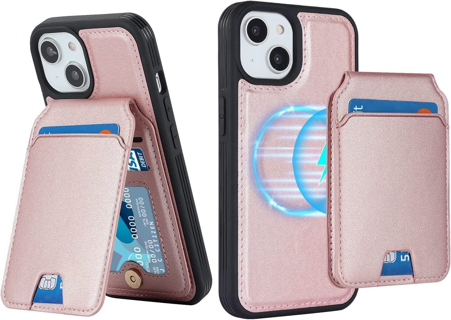 Ｈａｖａｙａ Iphone 13 Pro Max Phone Case Magsafe Compatible,Iphone 12 Pro Max Case Wallet with Card Holder,Magnetic Detachable,Magnetica Mag-Safe Cover with Kickstand for Women and Men-Purple  Ｈａｖａｙａ Rose gold iPhone 14 & iPhone 13 