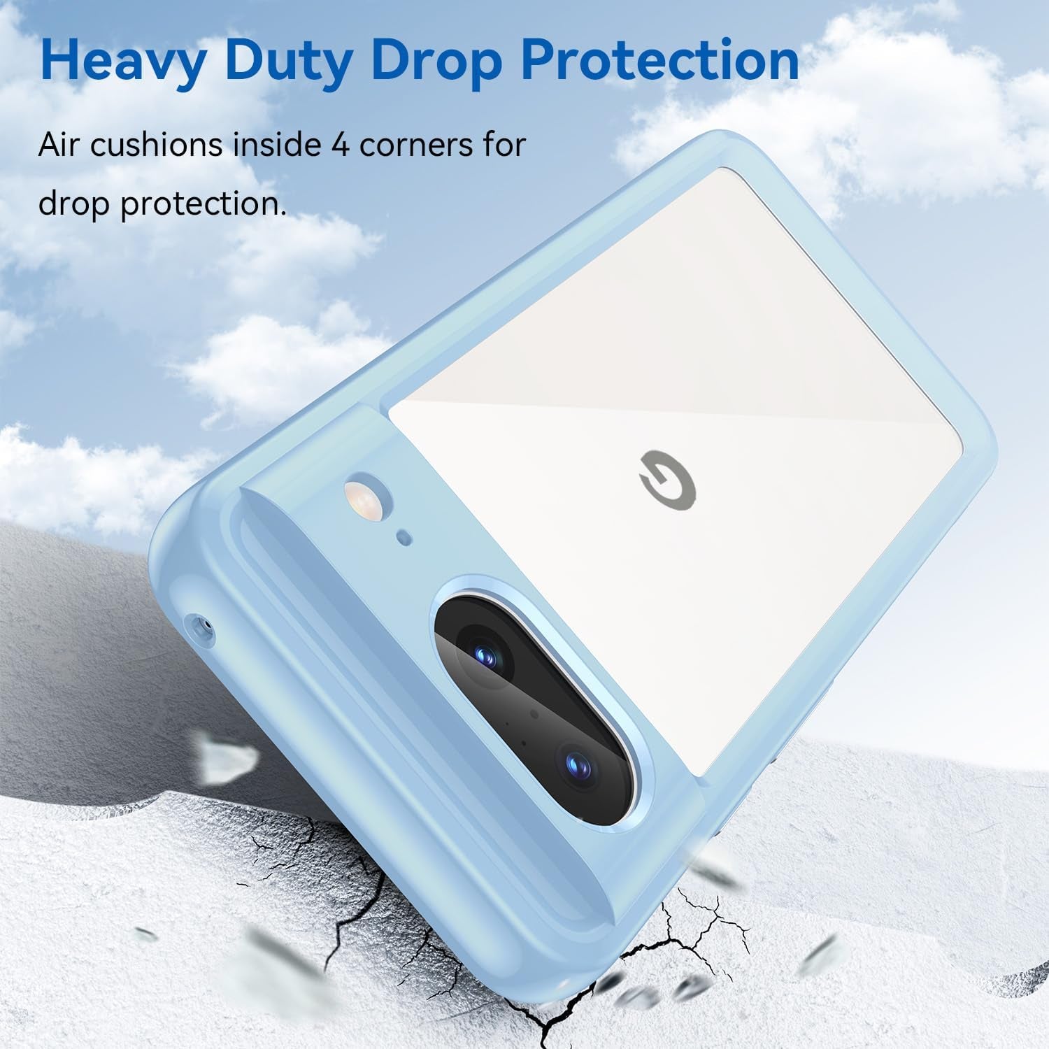 Guarishel for Google Pixel 8 Phone Case: [Built-In 4 Airbags][Not-Yellowing] Military-Grade Shockproof Protective Phone Case for Google Pixel 8, Blue  Guarishel   