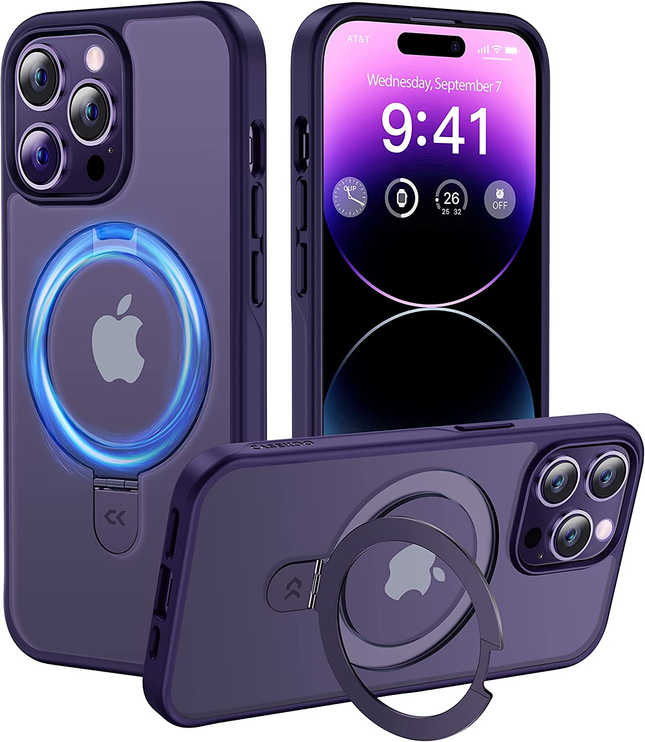 CASEKOO Iphone 14 Pro Magnetic Case with Stand - Beige, Magsafe & Military Drop Protection, Slim & Shockproof, 6.1 Inch  CASEKOO Purple Iphone 14 Pro 6.1 Inch 