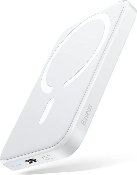 Baseus Magnetic Power Bank Battery Pack 6000Mah Wireless Portable Charger PD 20W with USB-C Cable, for Magsafe, for Iphone 14/13/12 Series, White  Baseus   