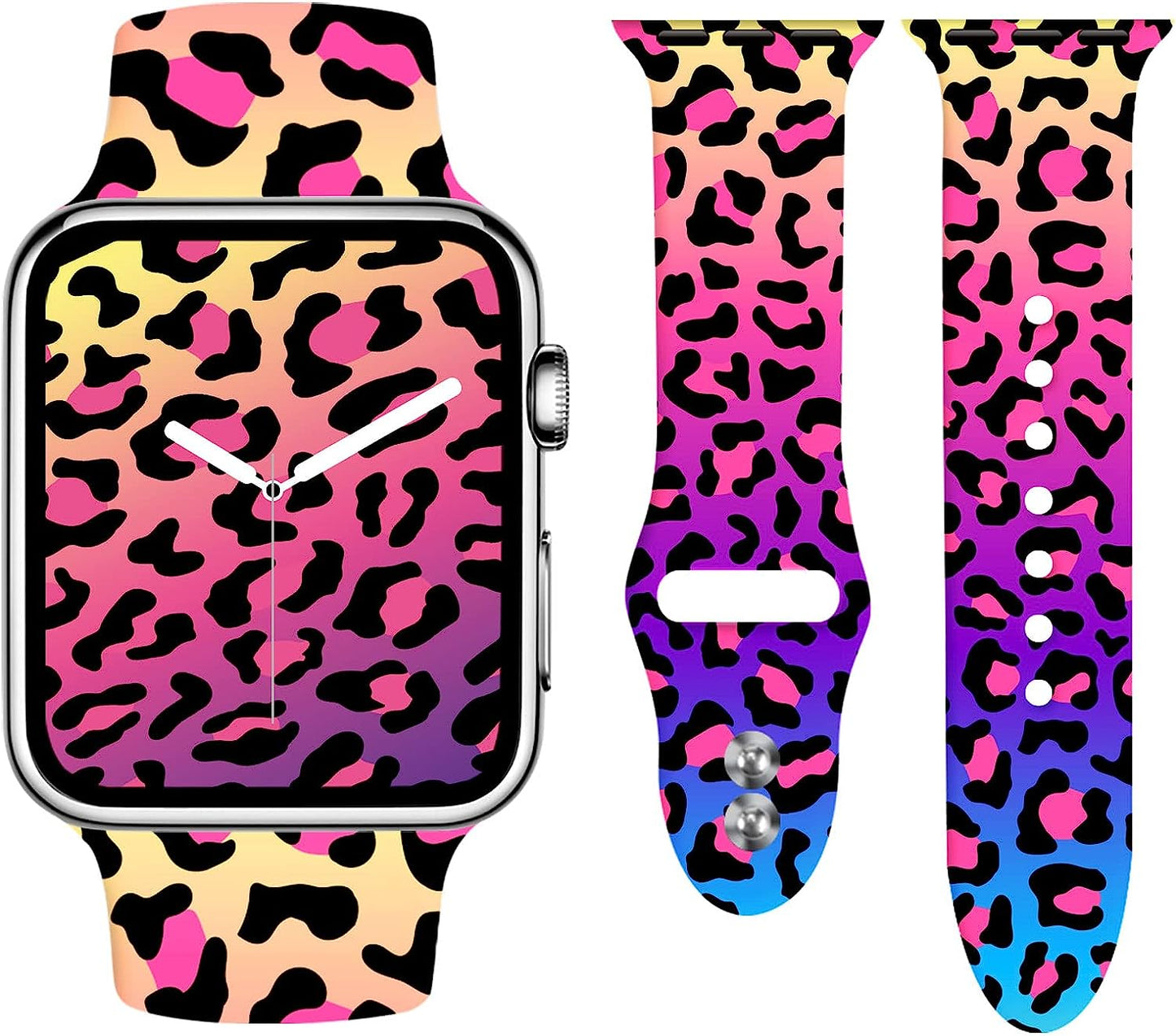 LHWINYI Compatible with Leopard Apple Watch Band for Women 38Mm 40Mm 41Mm 42Mm 44Mm 45Mm 49Mm, Cheetah Print Iwatch Bands for Series Ultra SE 8 7 6 5 4 3 2 1  LHWINYI Gradient Pink Leopard 42/44/45/49mm(M/L) 