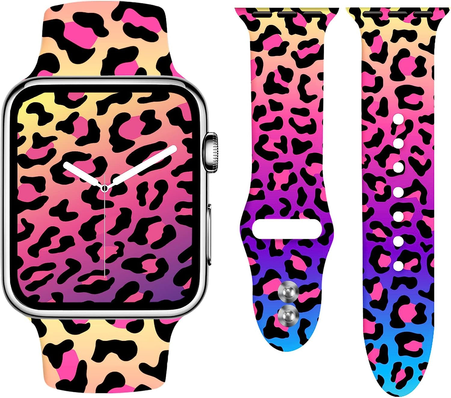 LHWINYI Compatible with Leopard Apple Watch Band for Women 38Mm 40Mm 41Mm 42Mm 44Mm 45Mm 49Mm, Cheetah Print Iwatch Bands for Series Ultra SE 8 7 6 5 4 3 2 1  LHWINYI Gradient Pink Leopard 42/44/45/49mm(M/L) 