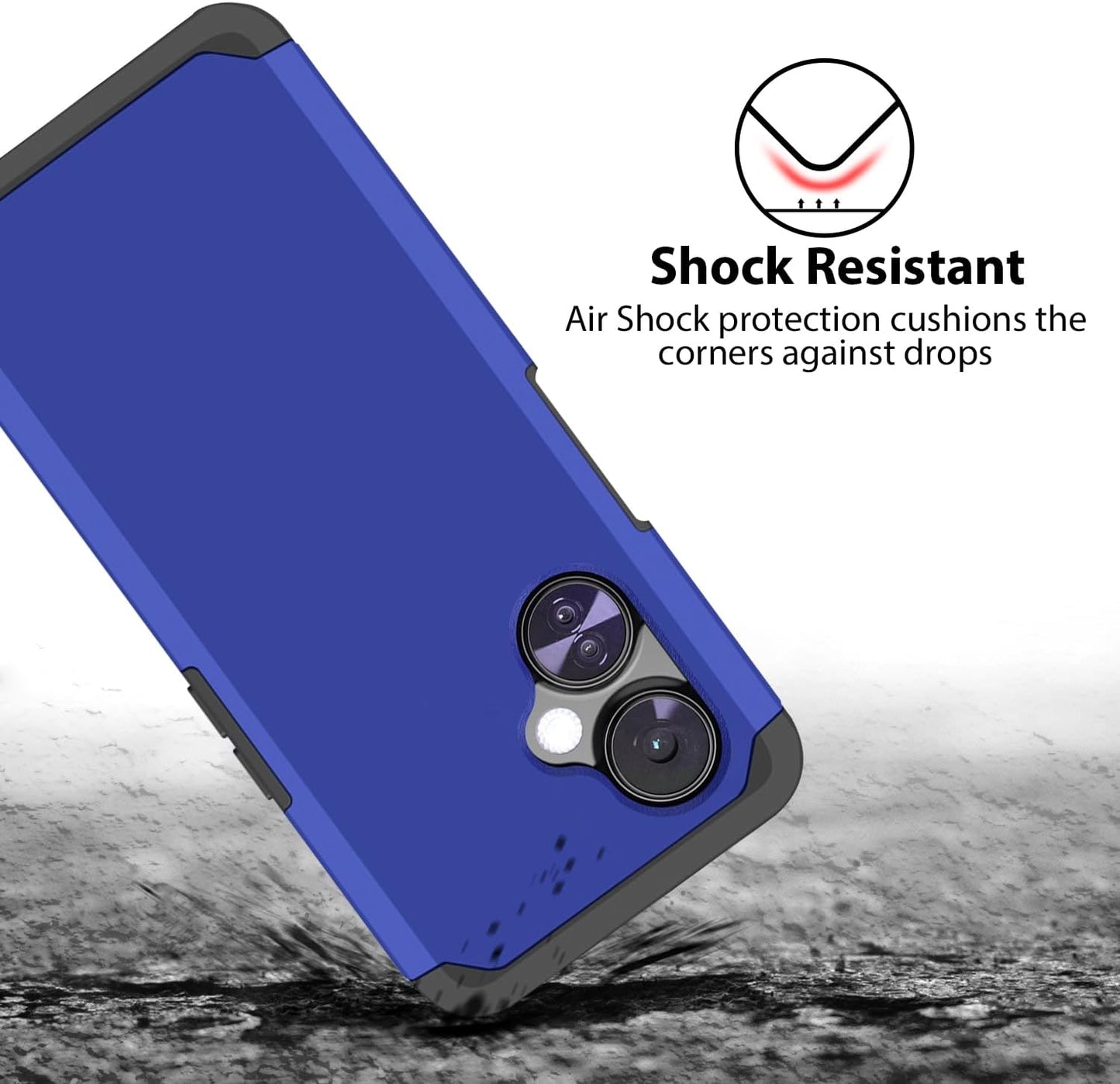 TJS Compatible for Oneplus Nord N30 5G Case, with Tempered Glass Screen Protector Dual Layer Hybrid (Magnetic Mount Friendly) Shockproof Drop Protection Impact Phone Case (Blue)  TJS   