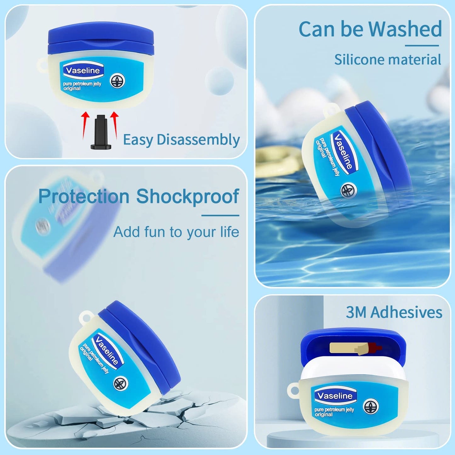 WQNIDE Case 9 In1 Cute Kawaii Vaselin Cartoon Funny for Apple Airpods Pro 2 New 2022 Case with Keychain Lanyard Soft Silicone Protective Skin Cover for Women Boys  WQNIDE   