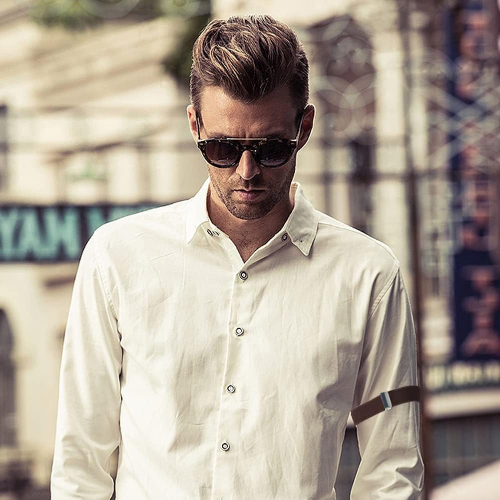 6 Pairs Arm Sleeves for Men Elastic Arm Bands Adjustable Armband Sleeve Garters Anti-Slip Shirt Garters for Men  Thinslimer   