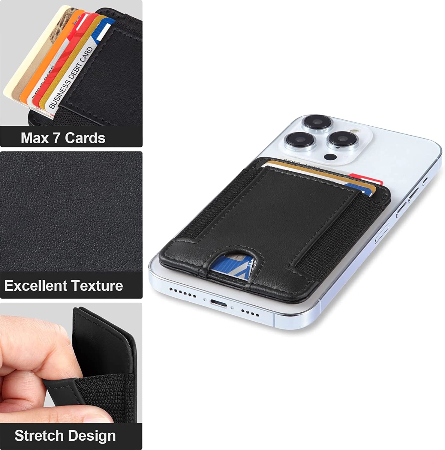 Magnetic Card Holder Leather Wallet, Credit Card Holder Wallet with Magsafe for Iphone 14/14 Plus/14 Pro/14 Pro Max and 13/12 Series Magsafe Wallet, Max Fit 7 Cards, RFID Blocking, Compact Size  Morojular   