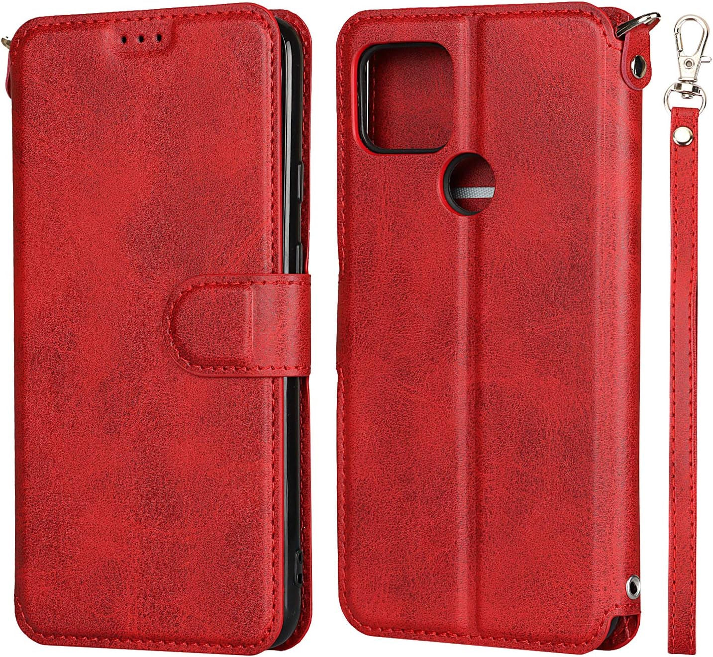 Jaorty Wallet Case for Google Pixel 4A 5G with Card Holder Slots,Kickstand Phone Cover Premium Leather Magnetic Closure Slim Flip Shockproof Wrist Strap Case for Google Pixel 4A 5G 6.2",Wine Red  Jaorty   