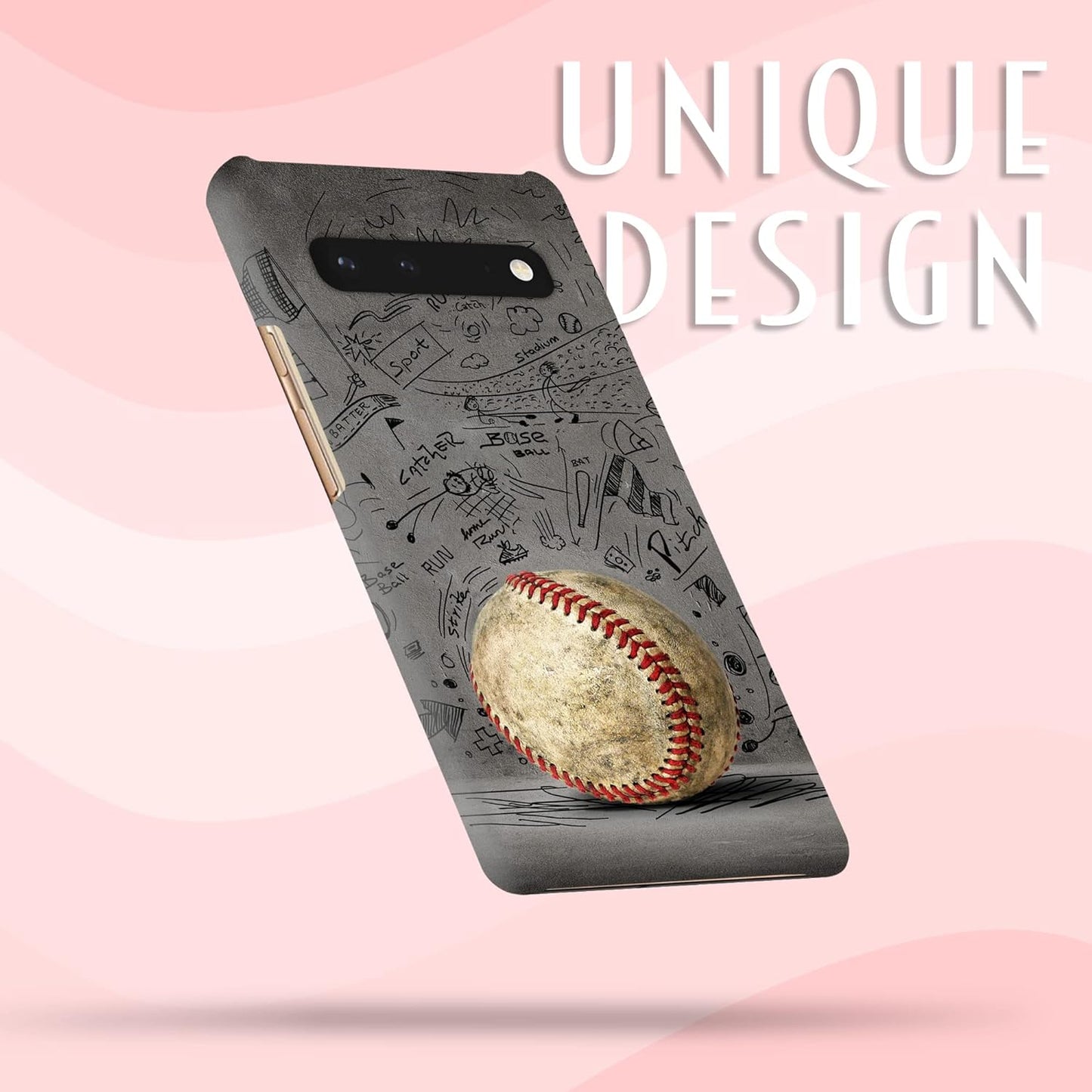 Glisten - Google Pixel 6 Case, Pixel 6 5G Case - Baseball Wall Art Design Printed Cute, Slim & Sleek Plastic Hard Snap on Protective Back Phone Case/Cover for Google Pixel 6 5G. [6.4"] White  Glisten   