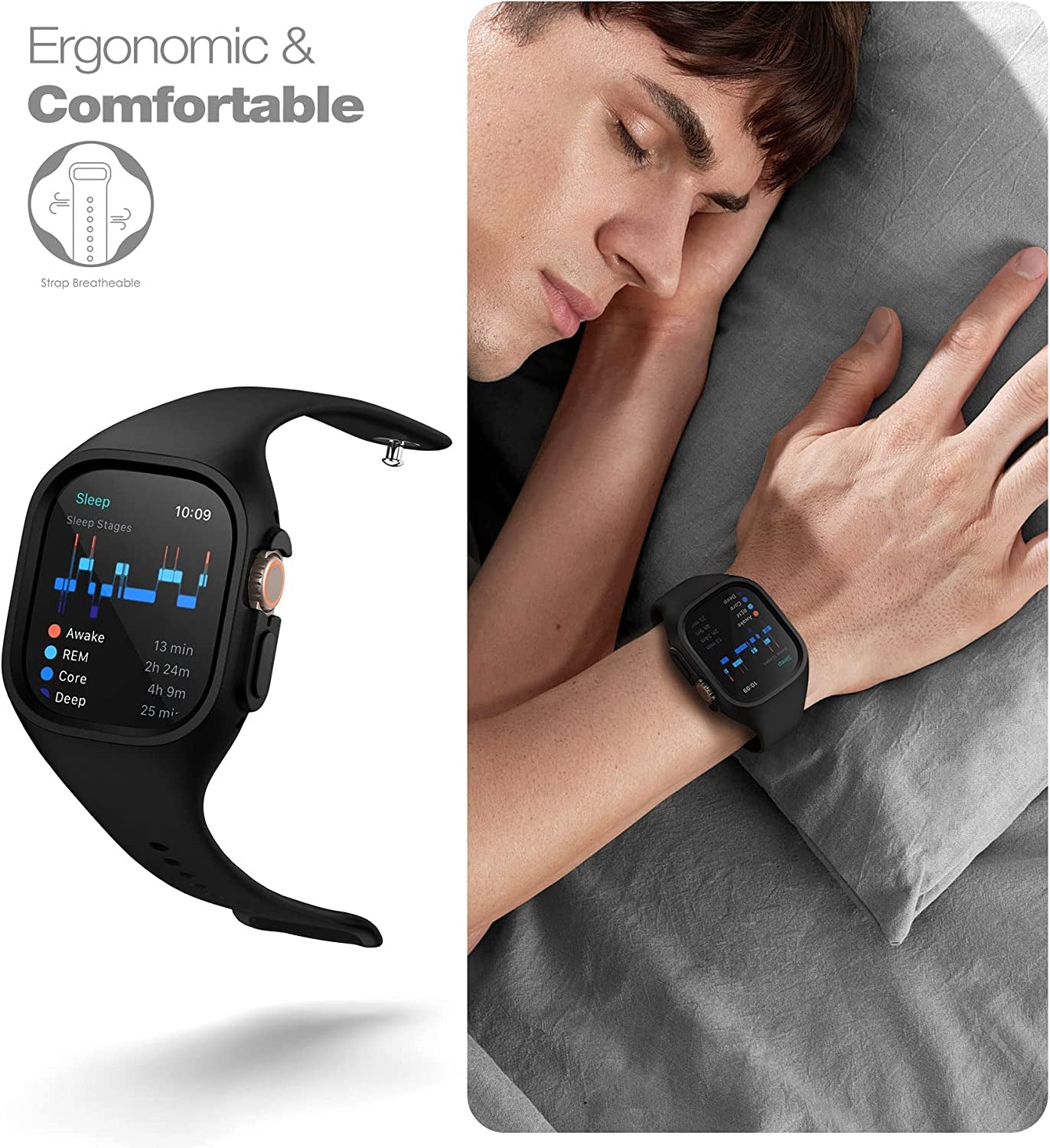 SURITCH Band Compatible with Apple Watch Ultra 49Mm, Soft Silicone Bumper Protective Case with Strap Bands for Apple Watch Ultra Band Men Women  SURITCH   