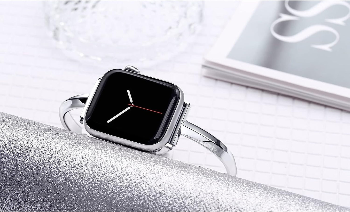 Plusroc Stainless Steel Band Compatible with Apple Watch Band 38Mm 40Mm 41Mm 42Mm 44Mm 45Mm Iwatch SE Series 8 7 6 5 4 3 2 1, Slim Versatile Bangle Bracelet for Women  PlusRoc   