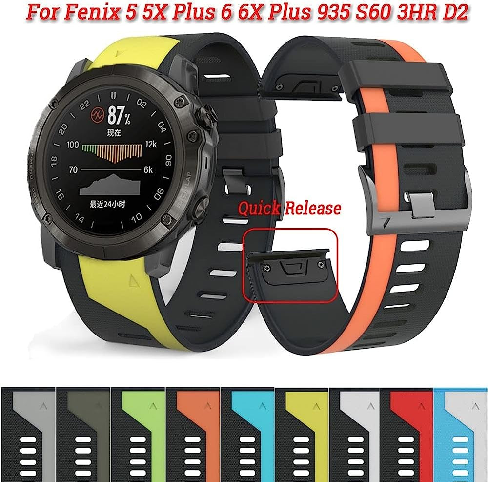 BKUANE 26 22Mm Quick Release Watchband for Garmin Fenix 6X 6 Pro 5X 5 plus 3 HR Enduro Silicone Easyfit Wrist Band for Garmin Enduro D2  BKUANE   