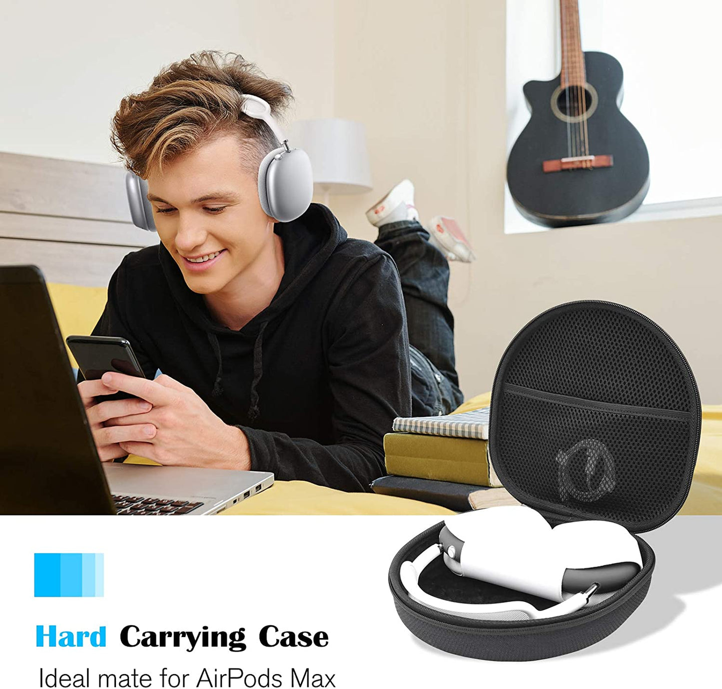 Procase Hard Headphone Case for Airpods Max with 2 Smart Silicone Protective Cases, Hardshell EVA Carry Bag, Headset Case, Black  ProCase   