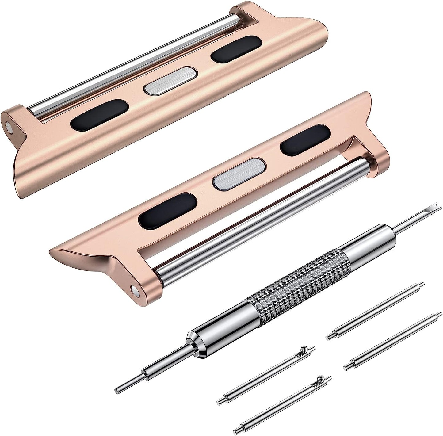 Wearlizer Watch Band Connector Compatible with Apple Watch Band Adapter, Replaceable Metal Connection Adapter with Replacement Tool for Iwatch Ultra Series 8 7 6 5 4 3 2 1 22Mm Width Straps  Wearlizer Rose Pink 38/40/41mm(22mm Pin) 