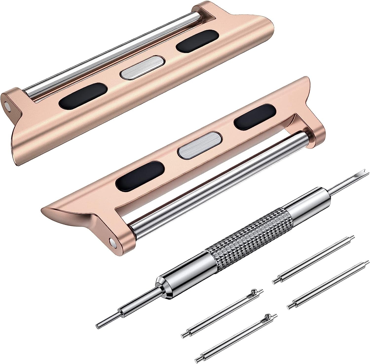 Wearlizer Watch Band Connector Compatible with Apple Watch Band Adapter, Replaceable Metal Connection Adapter with Replacement Tool for Iwatch Ultra Series 8 7 6 5 4 3 2 1 22Mm Width Straps  Wearlizer Rose Pink 38/40/41mm(22mm Pin) 