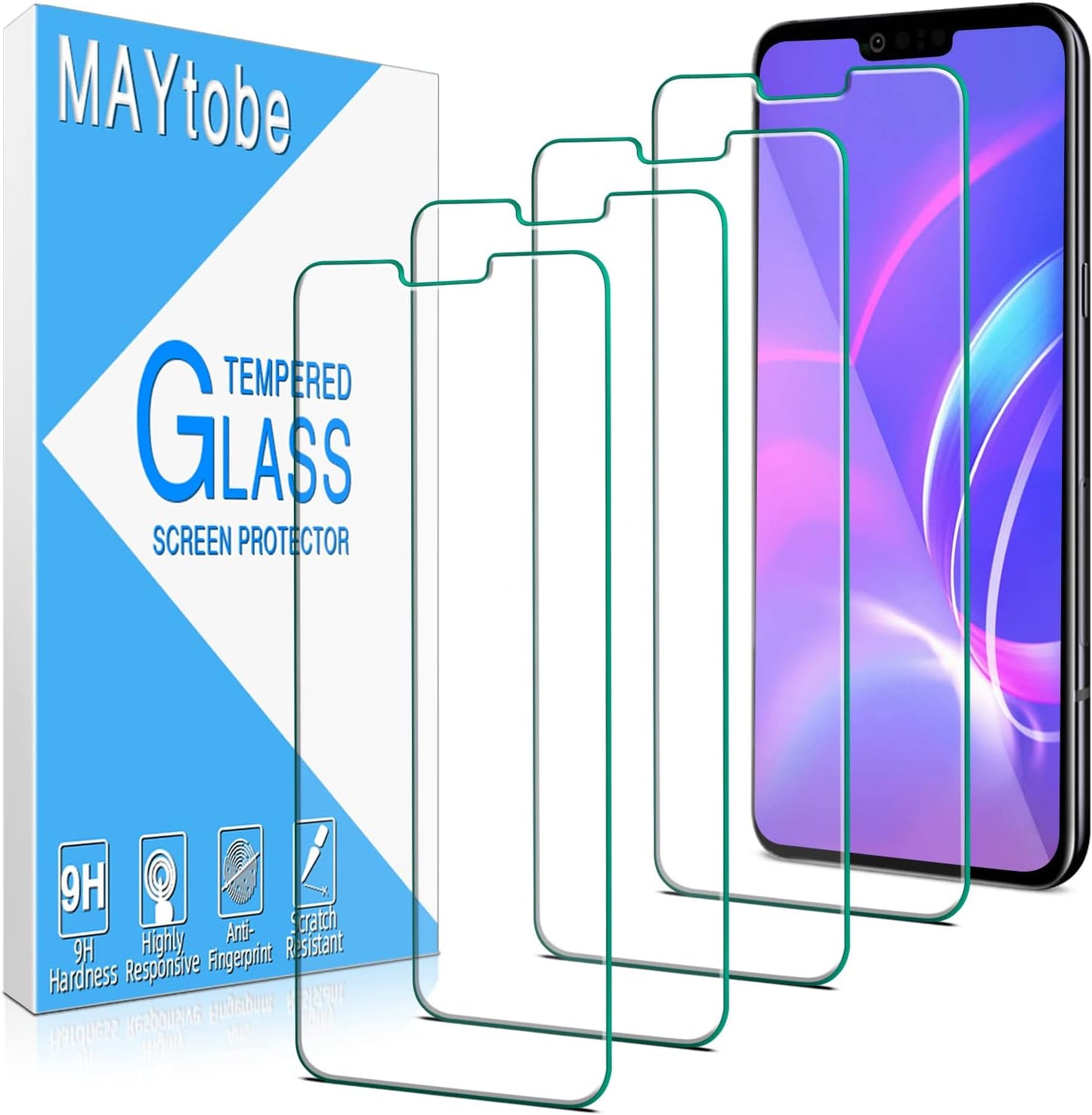 Maytobe [4 Pack] for LG G8 Thinq Screen Protector Tempered Glass, Anti-Scratch, Bubble Free, Case Friendly  MAYtobe   