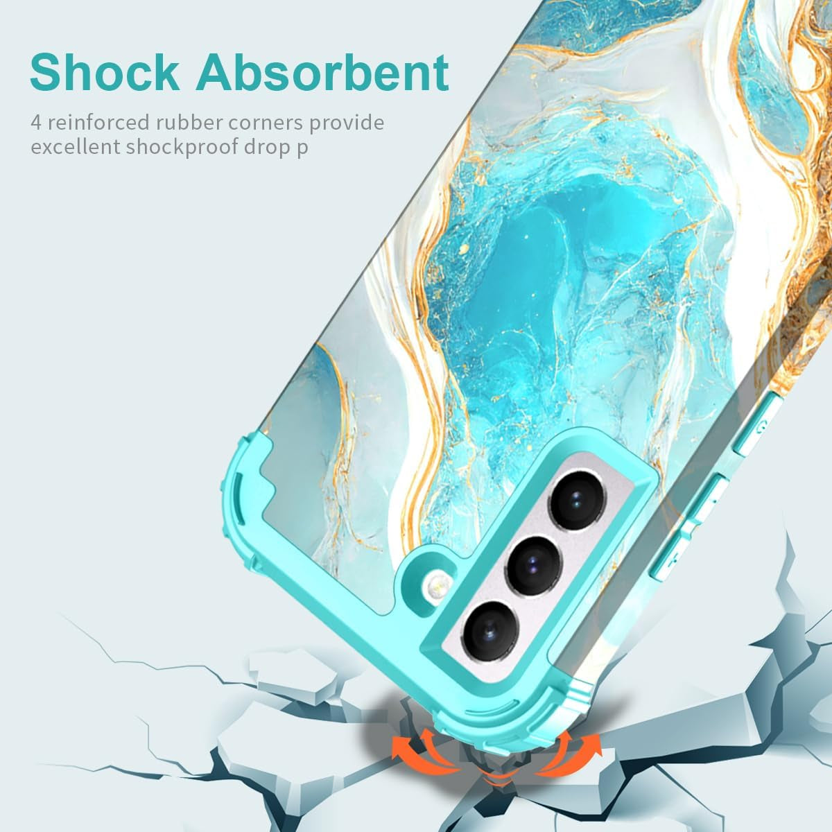 Hocase for Galaxy S22 plus Case, Heavy Duty Shockproof Soft Silicone Rubber Bumper+Hard Plastic Hybrid Protective Case for Samsung Galaxy S22 plus 5G (6.6-Inch Display) 2022 - Teal  Hocase   