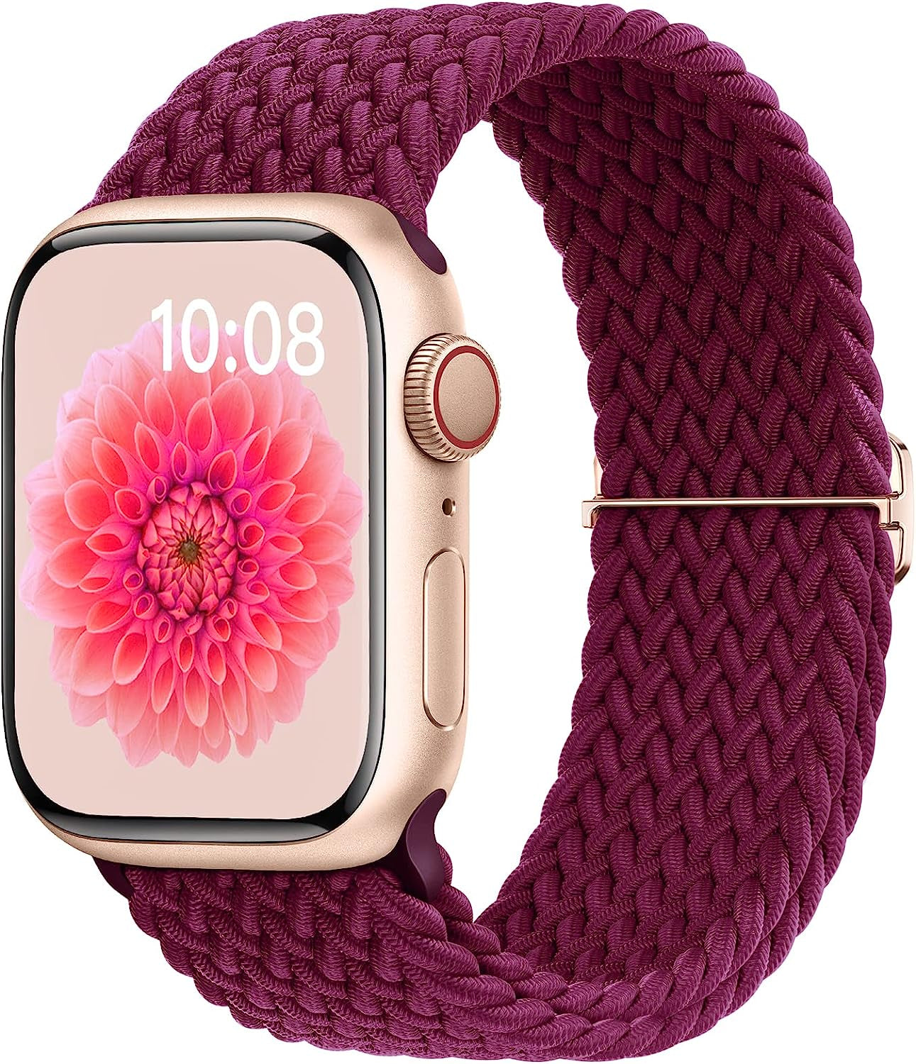 OHOTLOVE Braided Solo Loop Compatible with Apple Watch Band 41Mm 40Mm 38Mm 49Mm 45Mm 44Mm 42Mm Women Men, Nylon Adjustable Stretchy Bands Elastic Sport for Iwatch Series 8 7 6 5 4 3 2 1 SE Ultra  OHOTLOVE Dragon Fruit 42mm/44mm/45mm/49mm 