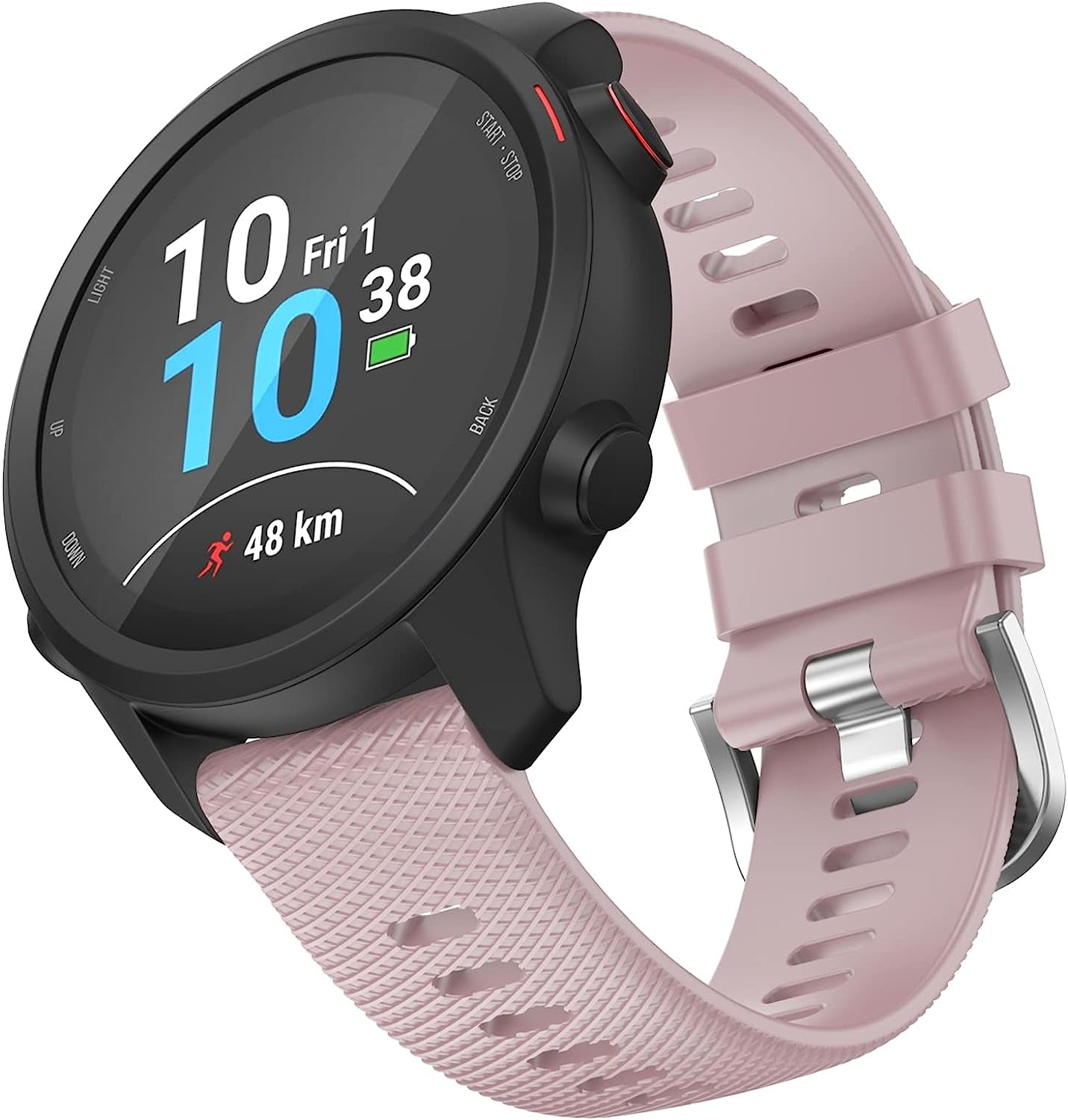 OVERSTEP Compatible with Garmin Vivoactive 3, Venu 2 Plus, Venu SQ Band, 20Mm Wrist Strap Quick Release Waterproof Soft Silicone Bands for Vivoactive 3 Music, Vivomove Hr, Forerunner 645/245 Music Smartwatch  OVERSTEP Light Pink  