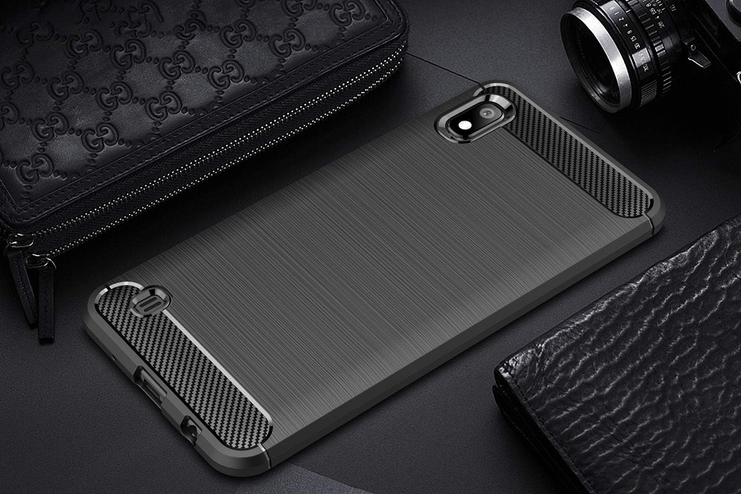 Aidinar Case for Sony Xperia L3, Slim Black Soft TPU Case + [2 Pack] Sony Xperia L3 Tempered Glass Screen Protector, Flexible Silicone Cover for Sony Xperia L3 Phone Cover  Aidinar   