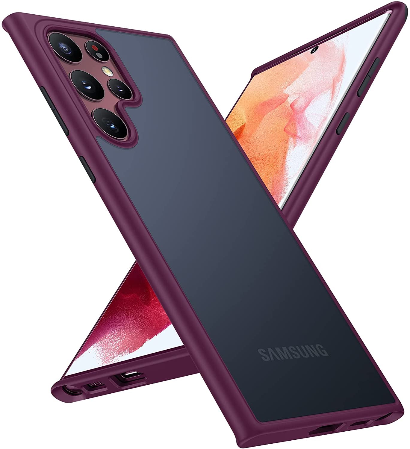 TORRAS Shockproof Designed for Samsung Galaxy S23 plus Case(Only), [Military Grade Drop Tested] Translucent Slim Protective Matte Phone Case for Samsung S23 plus Case 5G Guardian,Navy Blue  TORRAS Maserati Red Galaxy S22 Ultra 