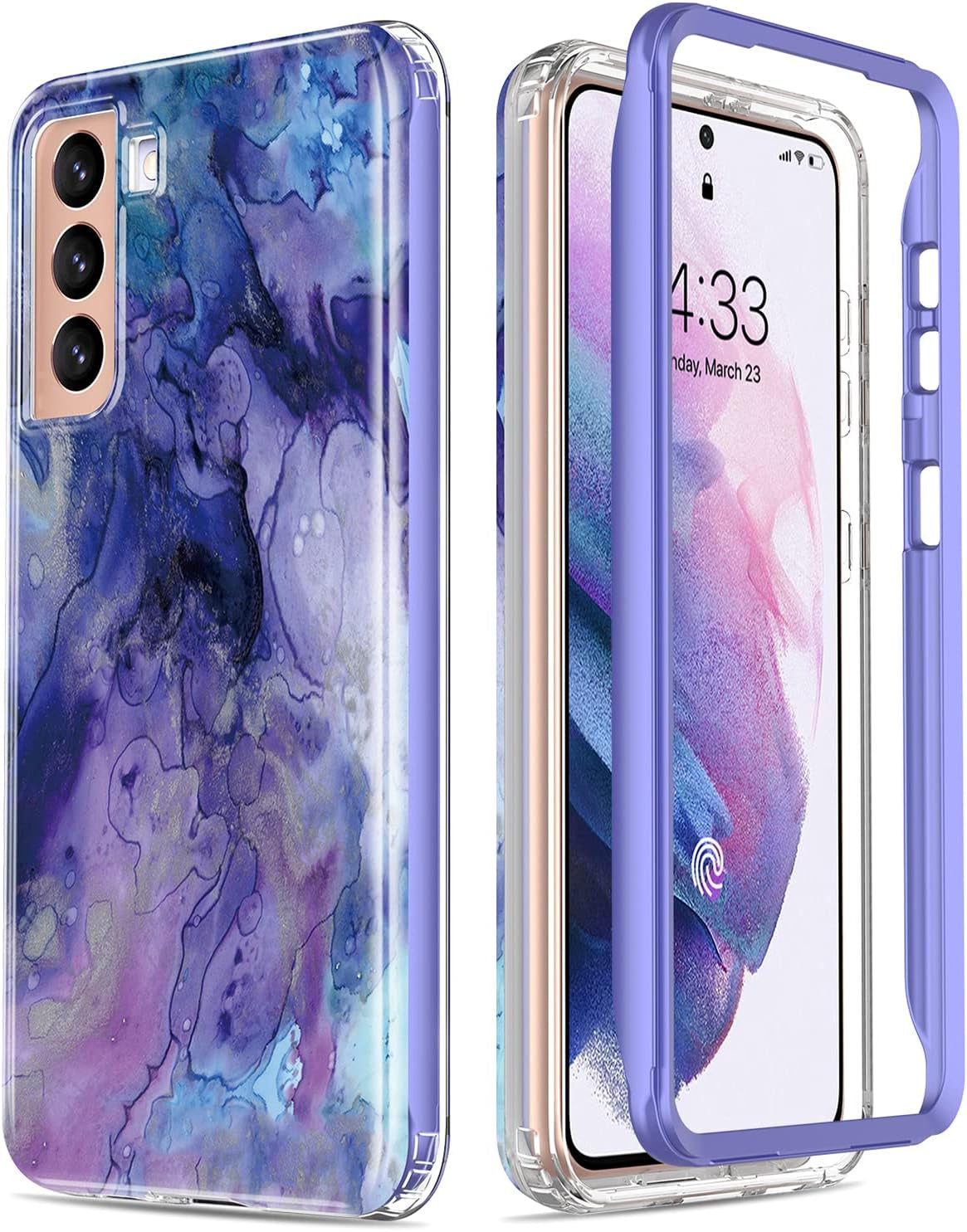 Esdot for Samsung Galaxy S21 Case,Military Grade Passing 21Ft Drop Test,Rugged Cover with Fashionable Designs for Women Girls,Shockproof Protective Phone Case for Galaxy S21 6.2" Flower Garden  Esdot Nice Water Marble  