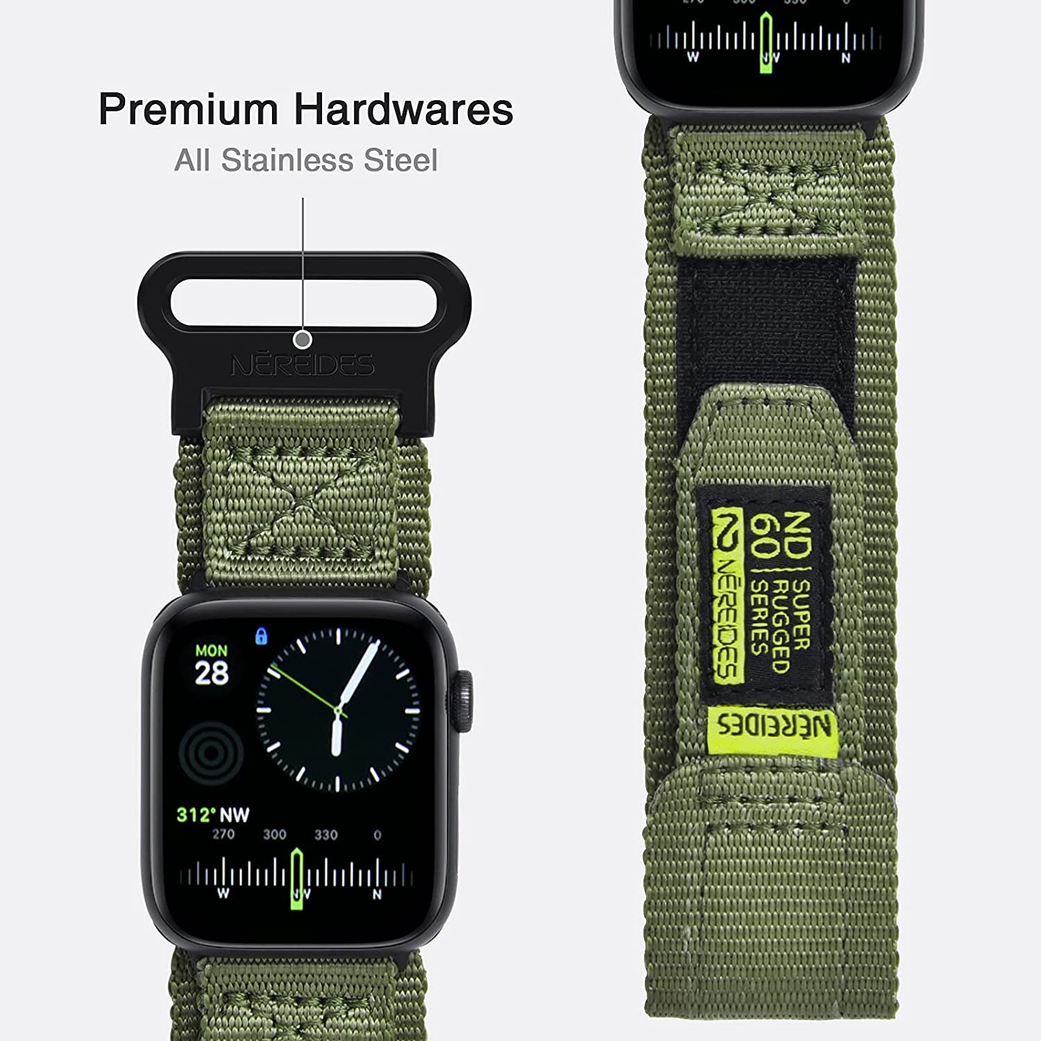 Nereides Compatible with Apple Watch Band Series 8/7/6/5/4/3/2/1/Se/Ultra, Nylon Sports Strap with Woven Design for 49Mm 42Mm/44Mm/45Mm 38Mm/40Mm/41Mm  Nereides   