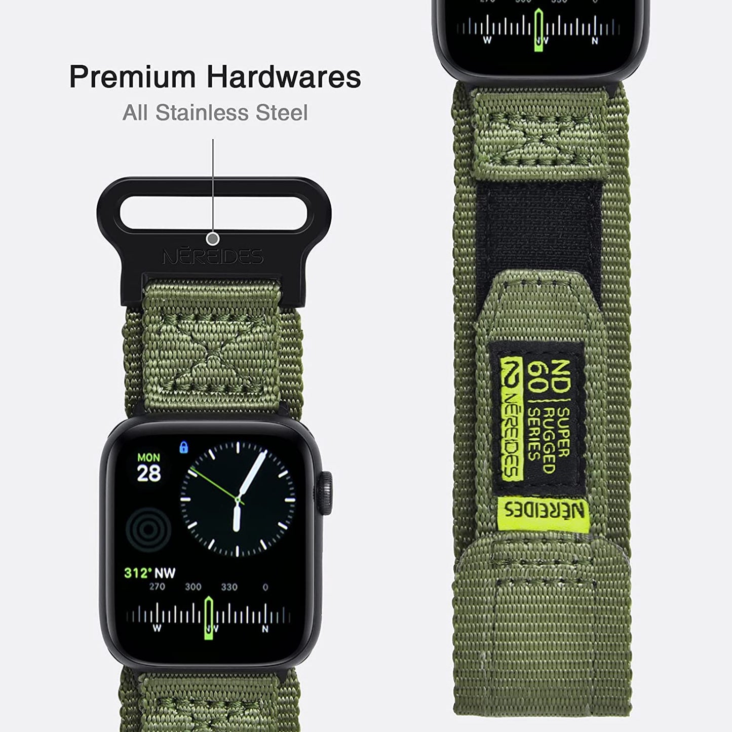 Nereides Compatible with Apple Watch Band Series 8/7/6/5/4/3/2/1/Se/Ultra, Nylon Sports Strap with Woven Design for 49Mm 42Mm/44Mm/45Mm 38Mm/40Mm/41Mm  Nereides   