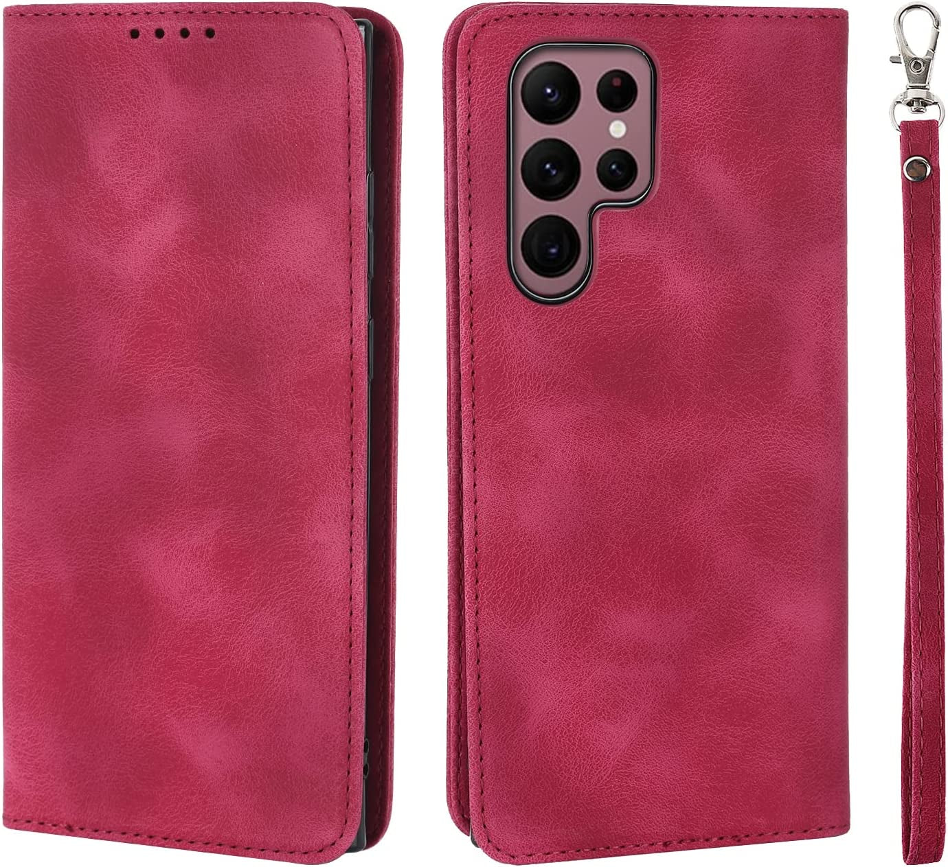 Ｈａｖａｙａ Samsung Galaxy S23 Ultra Case Wallet Magsafe Compatible,Samsung Galaxy S23 Ultra Wallet Case with Card Holder，Magnetic Detachable Flip Cover for Women Men Mujer-Black  Ｈａｖａｙａ SSFG-Red Samsung Galaxy S23Ultra 