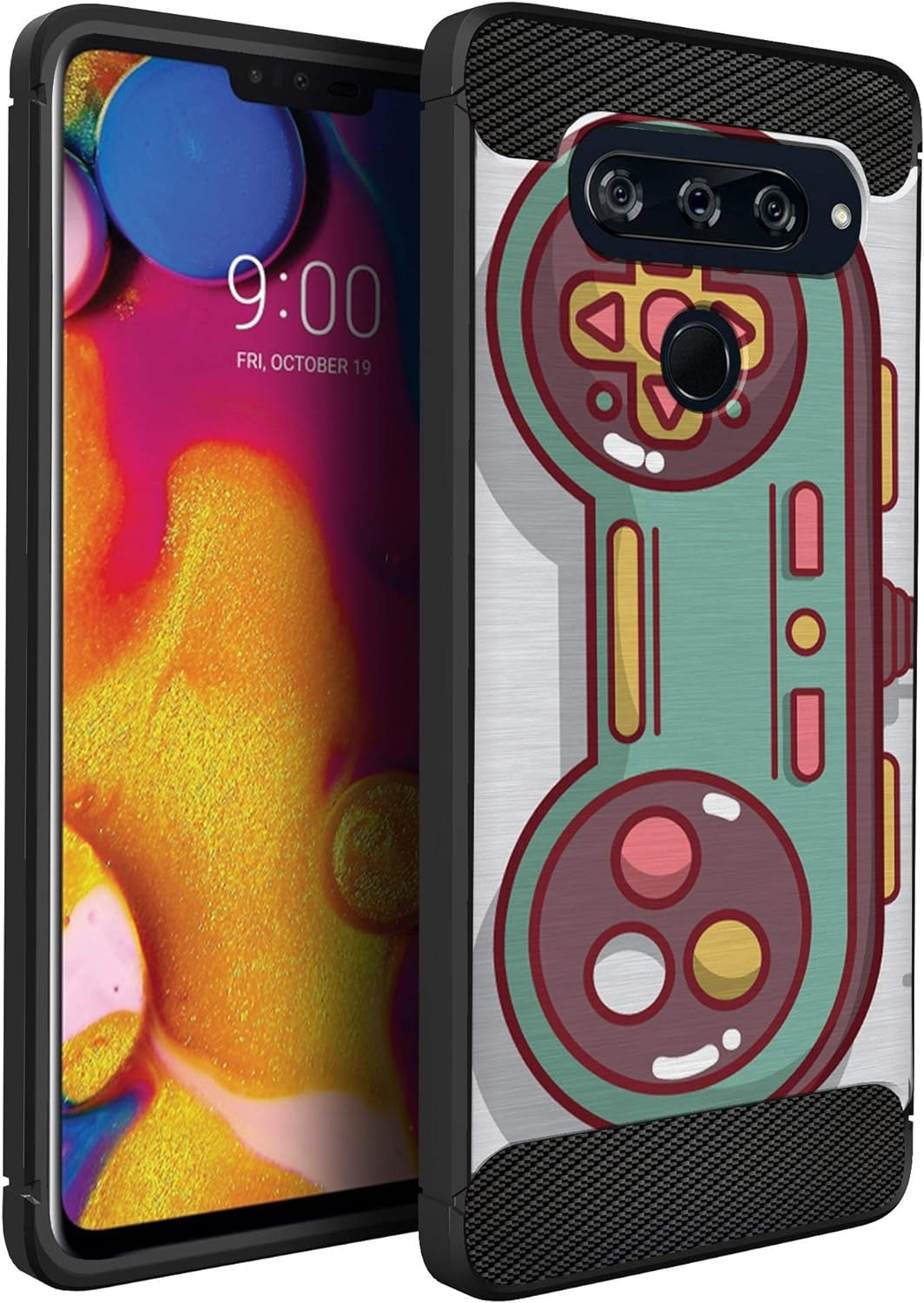 Casesondeck Case Compatible with [LG V40 Thinq] Pictorial Patterned TPU Design Case Flexible Slim and Elegant (Astronaut)  CasesonDeck Green Game Control  