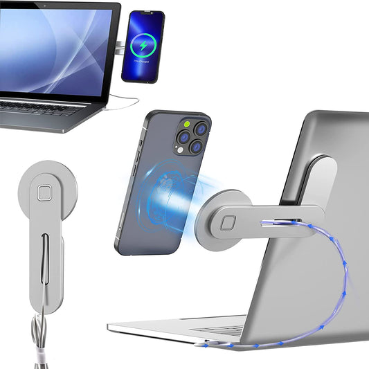 Laptop Phone Holder, 15W Fast Wireless Charger Magnetic Phone Holder for Laptop, Laptop Phone Mount Compatible for Iphone 14/13 Pro Max, Magnetic Phone Holder for Car, Desk, Computer  Kzeipio   