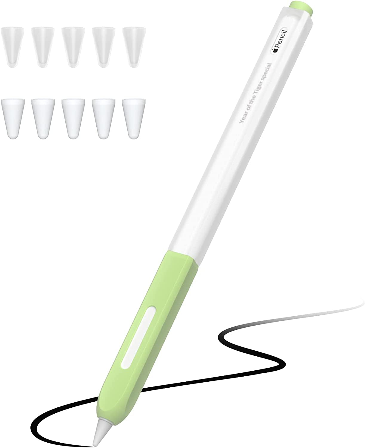 JOOSKO Pencil Case Compatible with Apple Pencil 2Nd Generation Cover Sleeve,Silicone Translucent Duotone，[With 10 Silicone Tip Cover],Support Magnetic Wireless Charging (Pink)  JOOSKO Matcha  