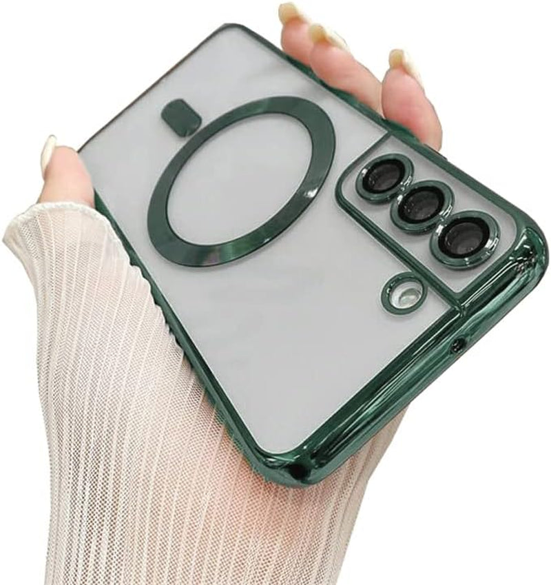 Doowear Galaxy S22+ plus Case Magnetic [Support Magsafe Charger] Wireless Anti-Scratch Shockproof Plated Bumper Clear Full Camera Protection Phone Cover Case for Samsung Galaxy S22+ Plus-Rose Gold  Doowear Green  