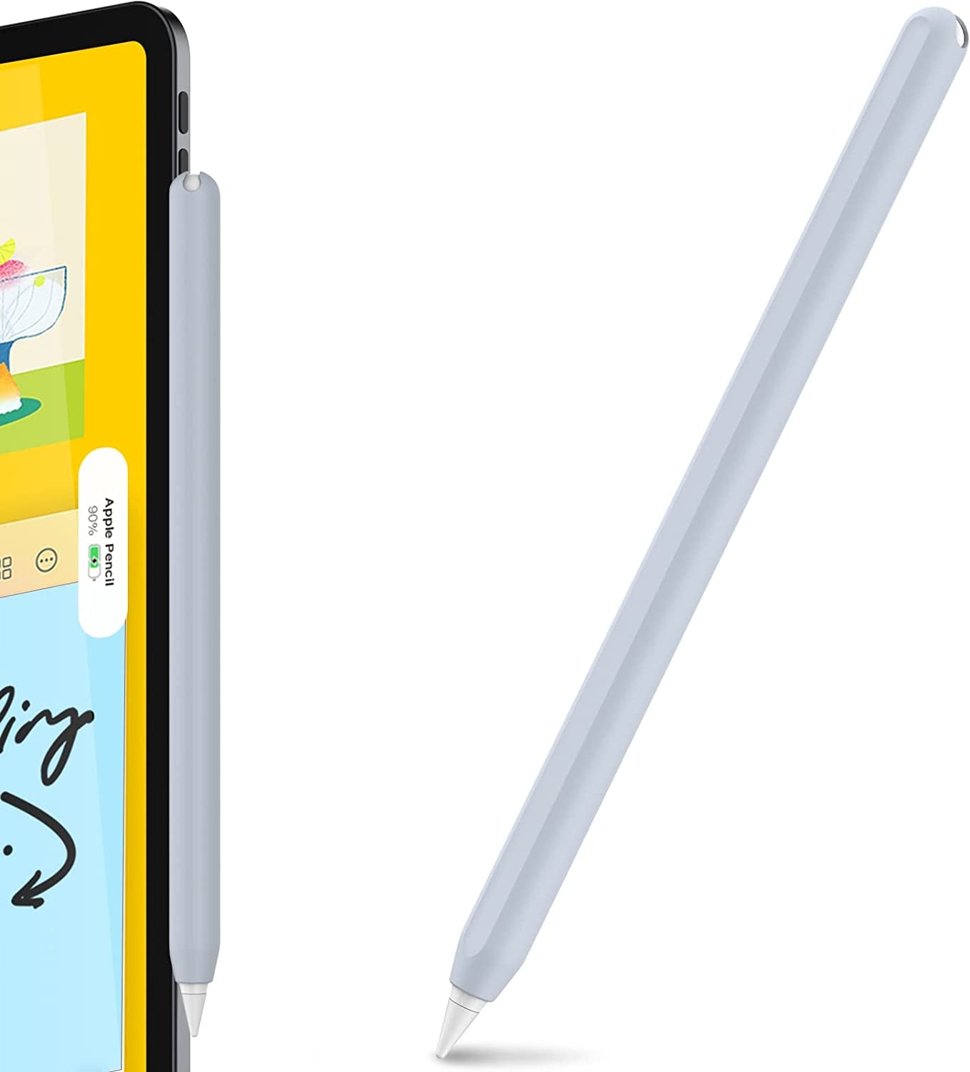 Ahastyle Ultra Thin Case Silicone Skin Cover Compatible with Apple Pencil 2Nd Generation, Ipad Pro 11 12.9 Inch-2 Pack (Light Blue & Pink)  AHASTYLE Light Blue  