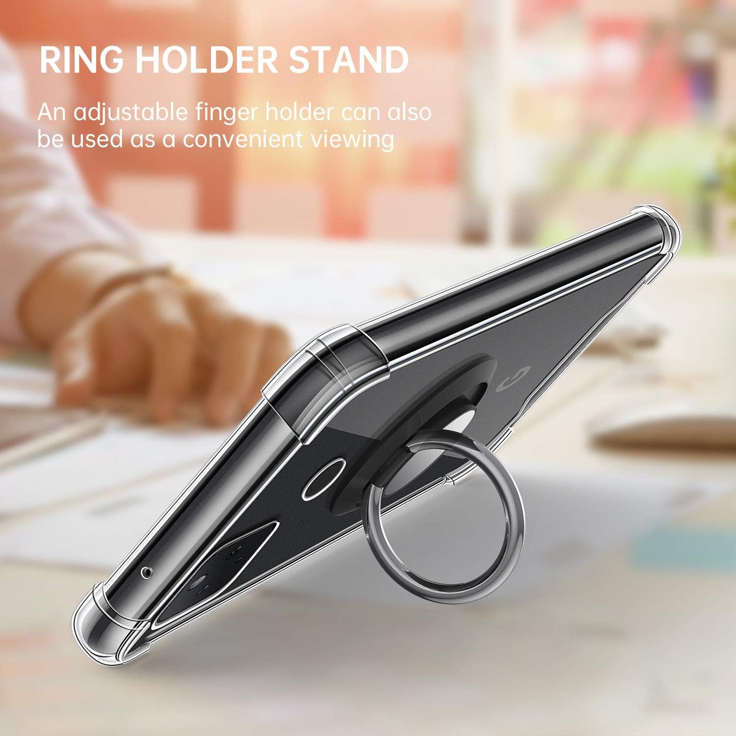 DAUPIN for Google Pixel 4A 5G Case with 360 Rotation Metal Ring Holder Stand, Support Magnetic Car Phone Mount Soft TPU Bumper PC Hard Protective Clear Phone Case for Google Pixel 5XL 6.2 Inch (Clear)  DAUPIN   