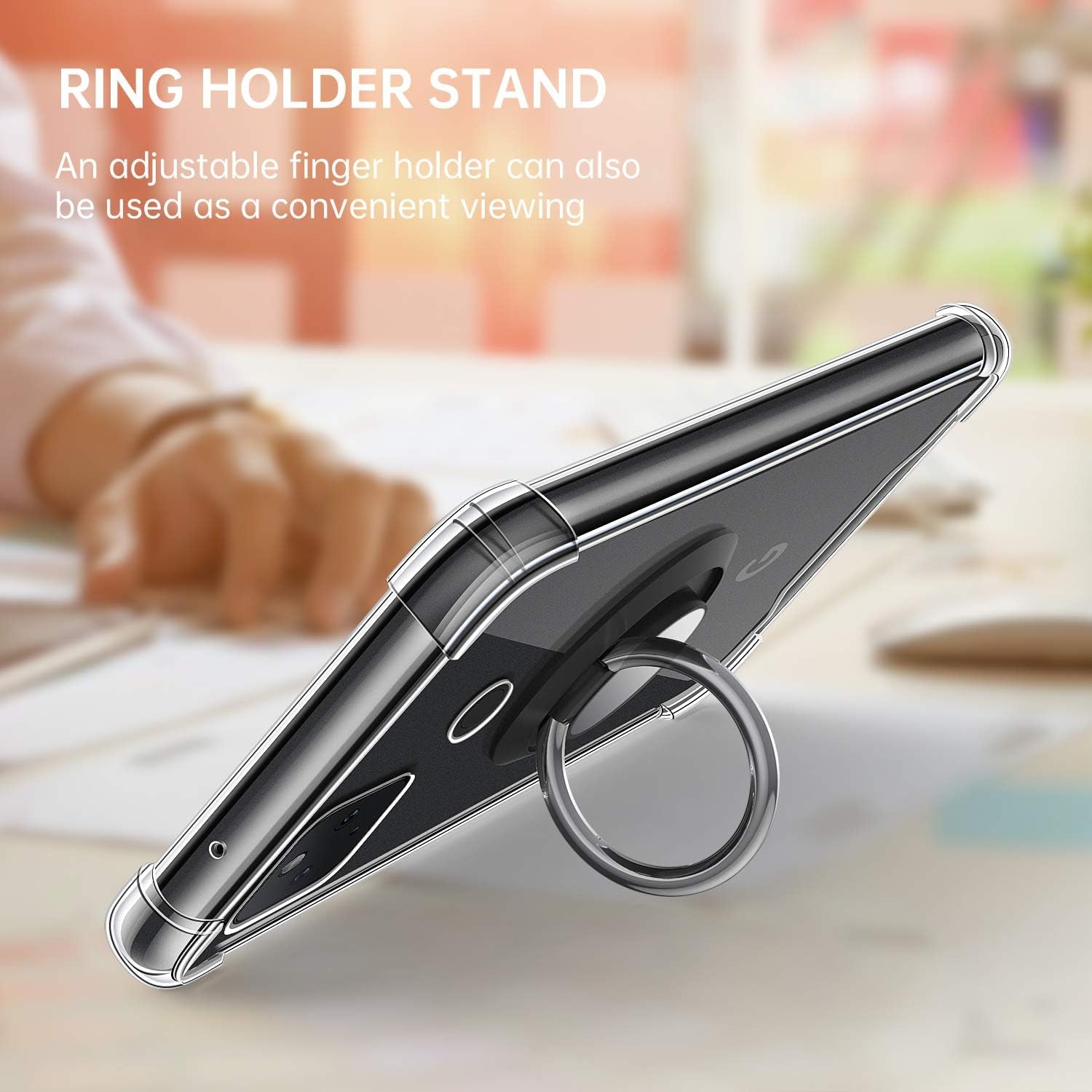 DAUPIN for Google Pixel 4A 5G Case with 360 Rotation Metal Ring Holder Stand, Support Magnetic Car Phone Mount Soft TPU Bumper PC Hard Protective Clear Phone Case for Google Pixel 5XL 6.2 Inch (Clear)  DAUPIN   