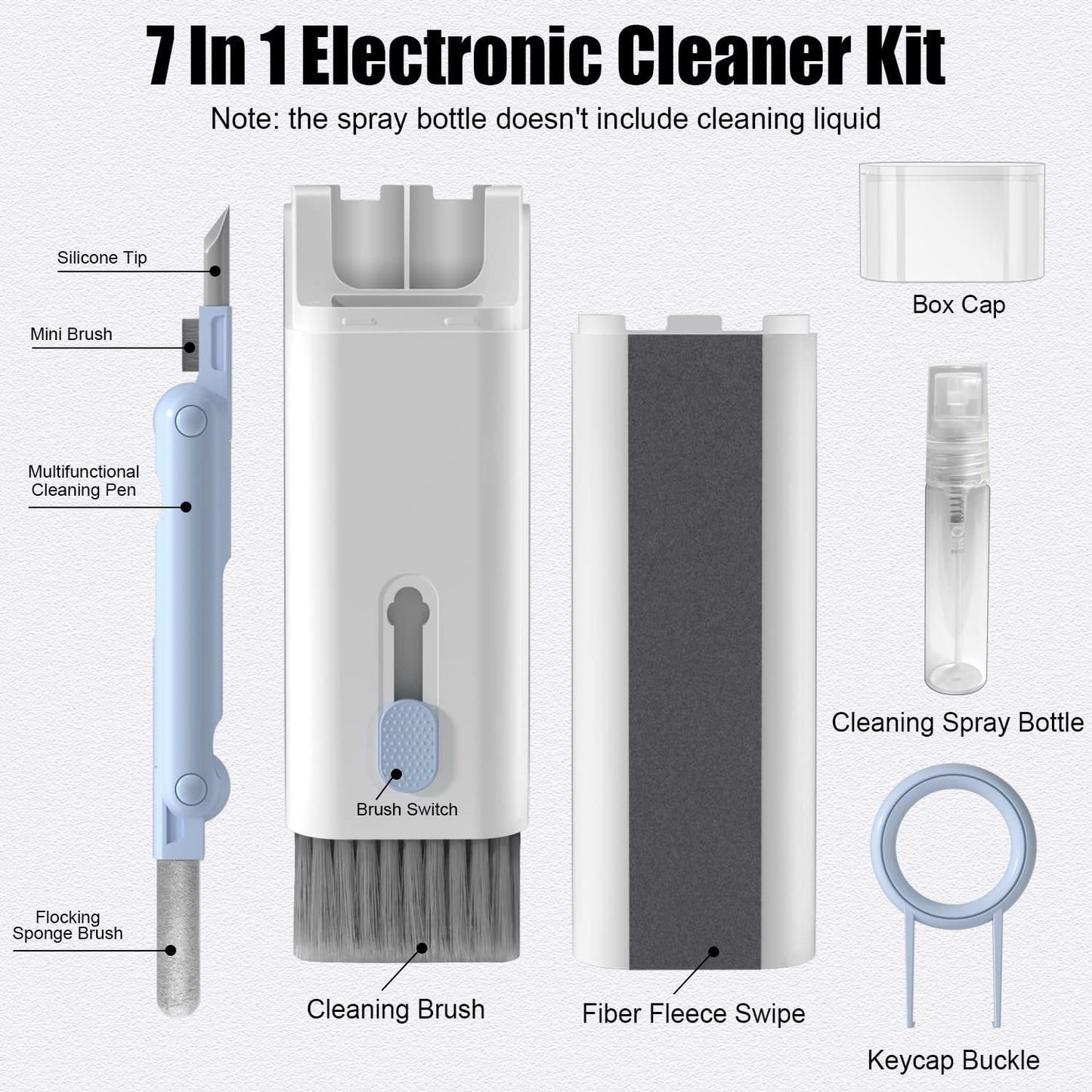 7 in 1 Electronic Cleaner Kit, Keyboard Cleaner Kit with Brush, 3 in 1 Cleaning Pen for Airpods Pro, Multifunctional Cleaning Kit for Earphone, Keyboard, Laptop, Phone, PC Monitor(Blue)  YUWAKAYI   