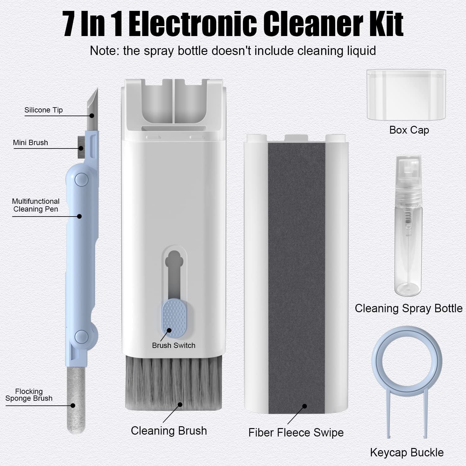 7 in 1 Electronic Cleaner Kit, Keyboard Cleaner Kit with Brush, 3 in 1 Cleaning Pen for Airpods Pro, Multifunctional Cleaning Kit for Earphone, Keyboard, Laptop, Phone, PC Monitor(Blue)  YUWAKAYI   