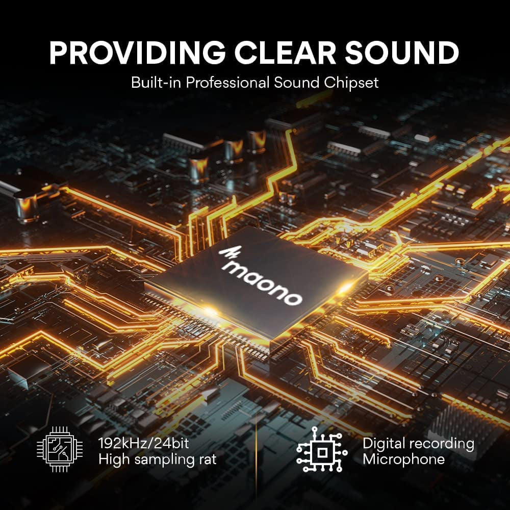 USB Microphone, MAONO 192Khz/24Bit Plug & Play PC Computer Podcast Condenser Cardioid Metal Mic Kit with Professional Sound Chipset for Recording, Gaming, Singing, Youtube (AU-A04)  MAONO   