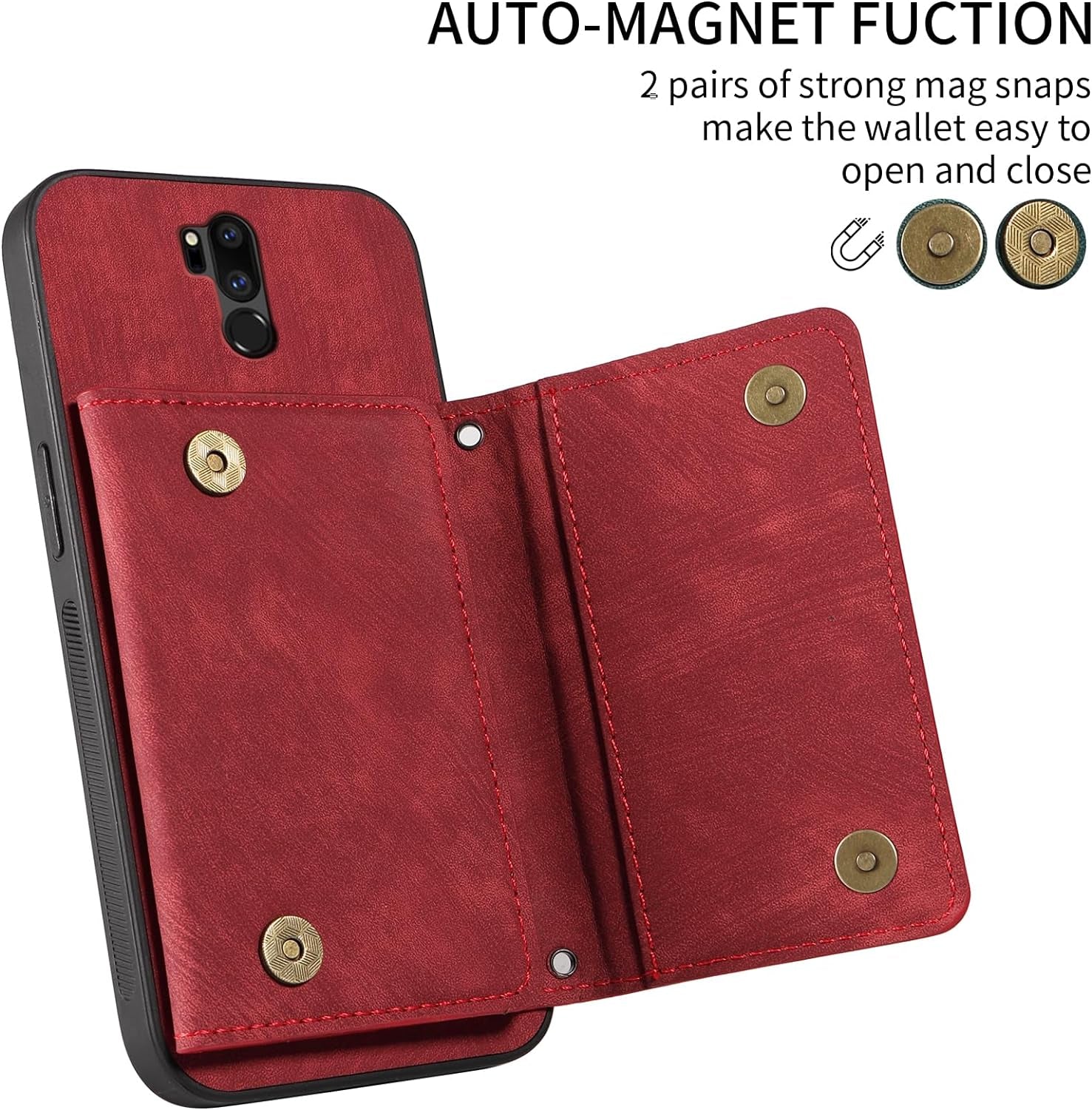 Phone Case for LG G7 Thinq Wallet Cover with Crossbody Shoulder Strap and Leather Credit Card Holder Pocket Slim Stand LGG7 One G 7 plus LG7 Fit Lg7Thinq 7G Thin Q G7+ G7Thinq Lgg7Thinq Girls Red  Dswteny   