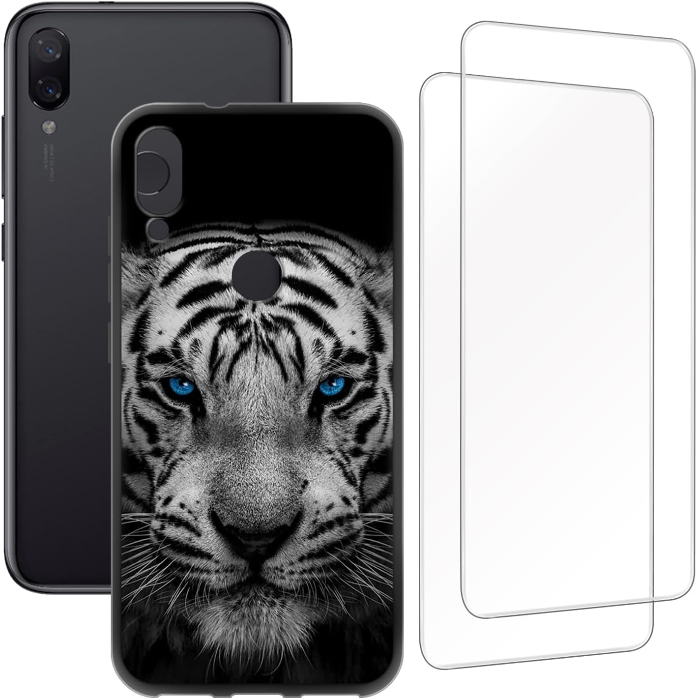 Zuitop Xiaomi Mi Play(5.84 Inch) Design Case with 2 Pack Tempered Glass Screen Protector,For Xiaomi Mi Play Slim Soft Silica Gel TPU Protective Cover.  Zuitop   