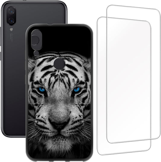 Zuitop Xiaomi Mi Play(5.84 Inch) Design Case with 2 Pack Tempered Glass Screen Protector,For Xiaomi Mi Play Slim Soft Silica Gel TPU Protective Cover.  Zuitop   